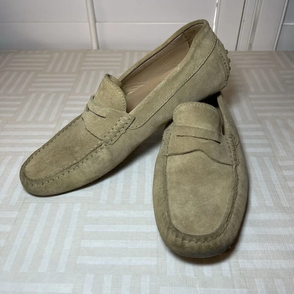 Jack Erwin Parker Driving Loafer Suede Men's Size 10 M Tan Made In Portugal